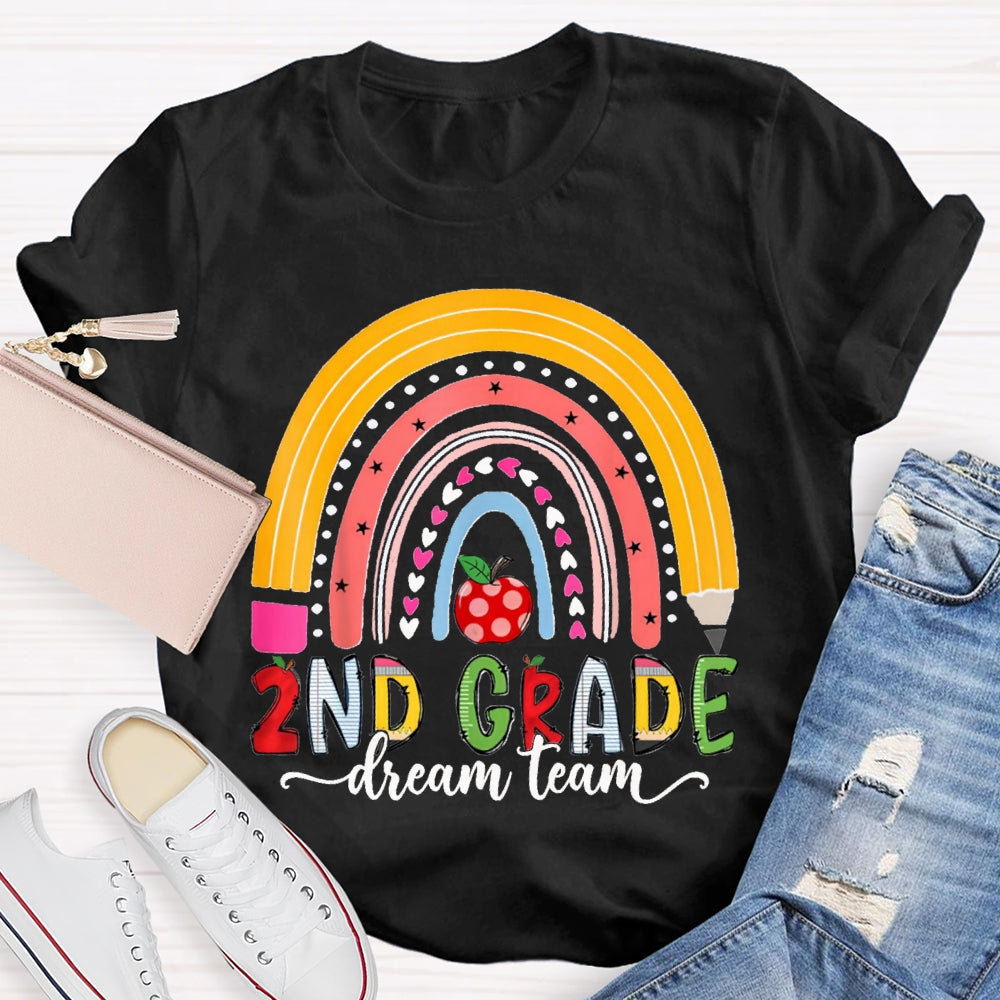 Personalized Grade Second Grade Dream Team Color Curves And Apples T-shirt