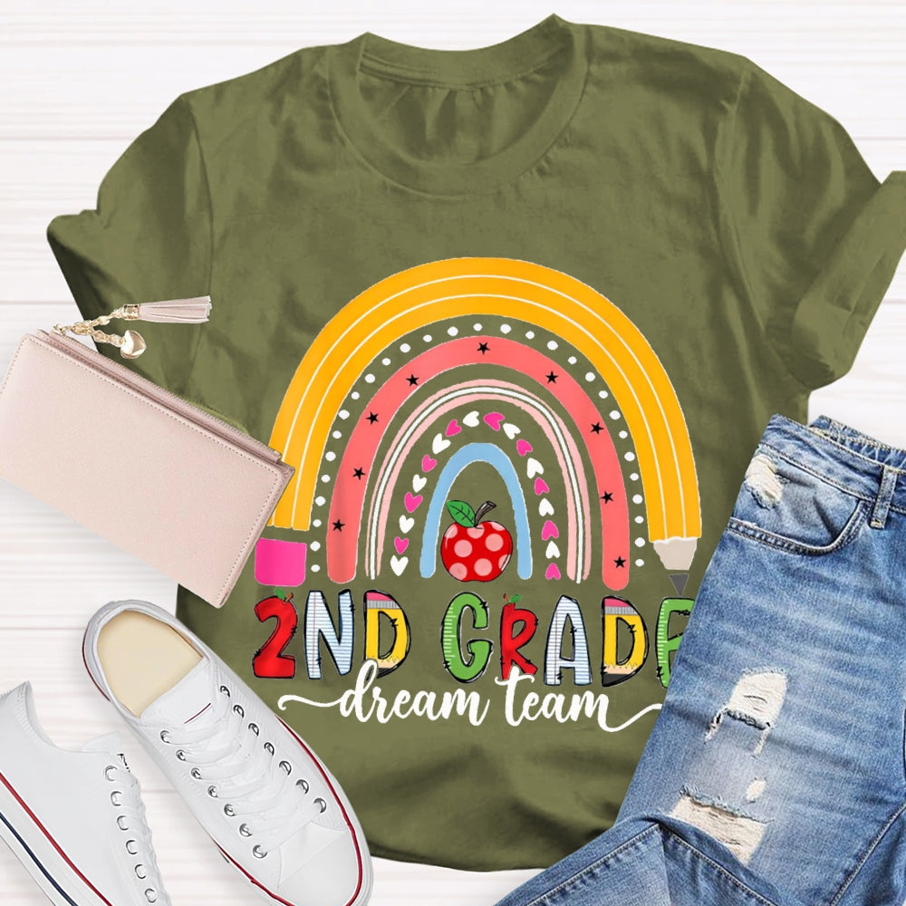 Personalized Grade Second Grade Dream Team Color Curves And Apples T-shirt