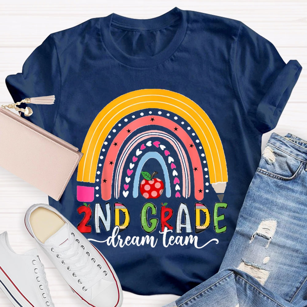 Personalized Grade Second Grade Dream Team Color Curves And Apples T-shirt