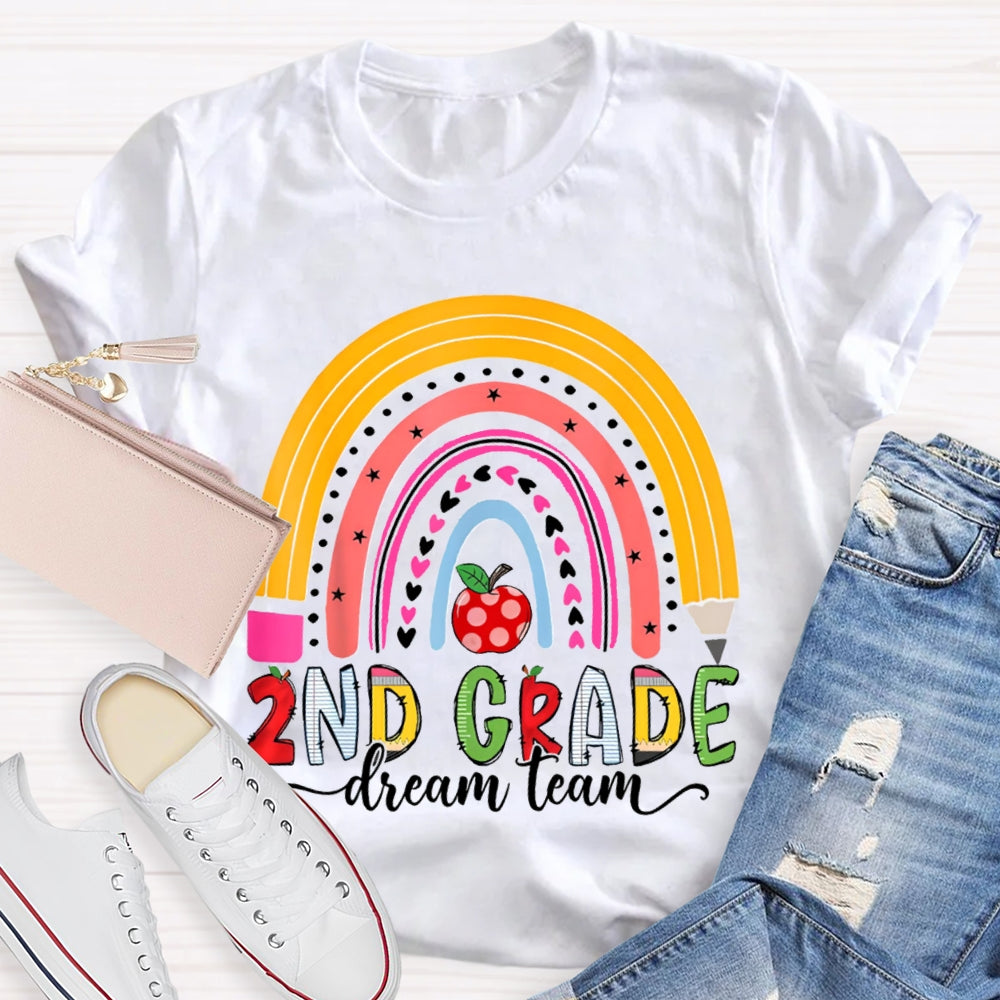 Personalized Grade Second Grade Dream Team Color Curves And Apples T-shirt