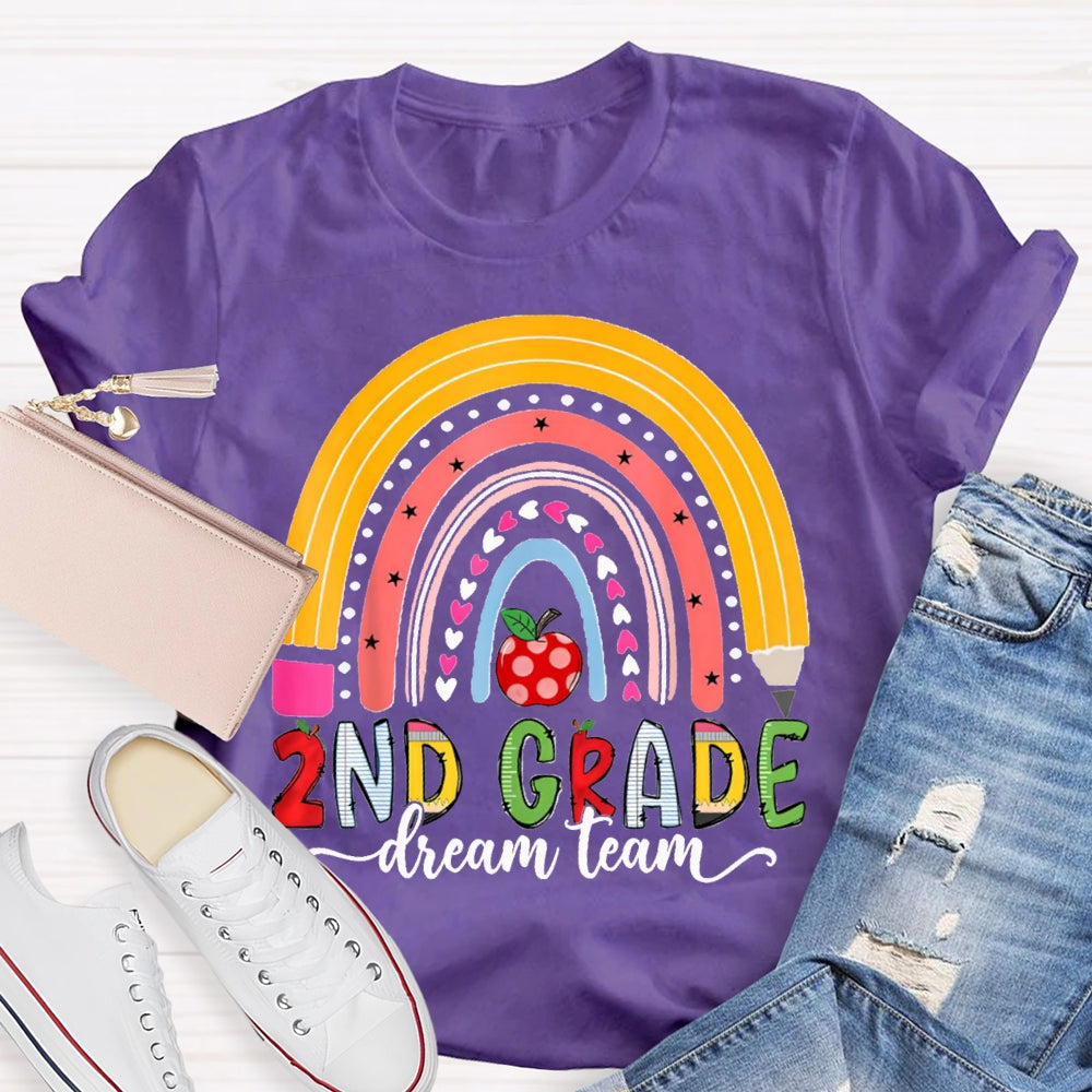 Personalized Grade Second Grade Dream Team Color Curves And Apples T-shirt