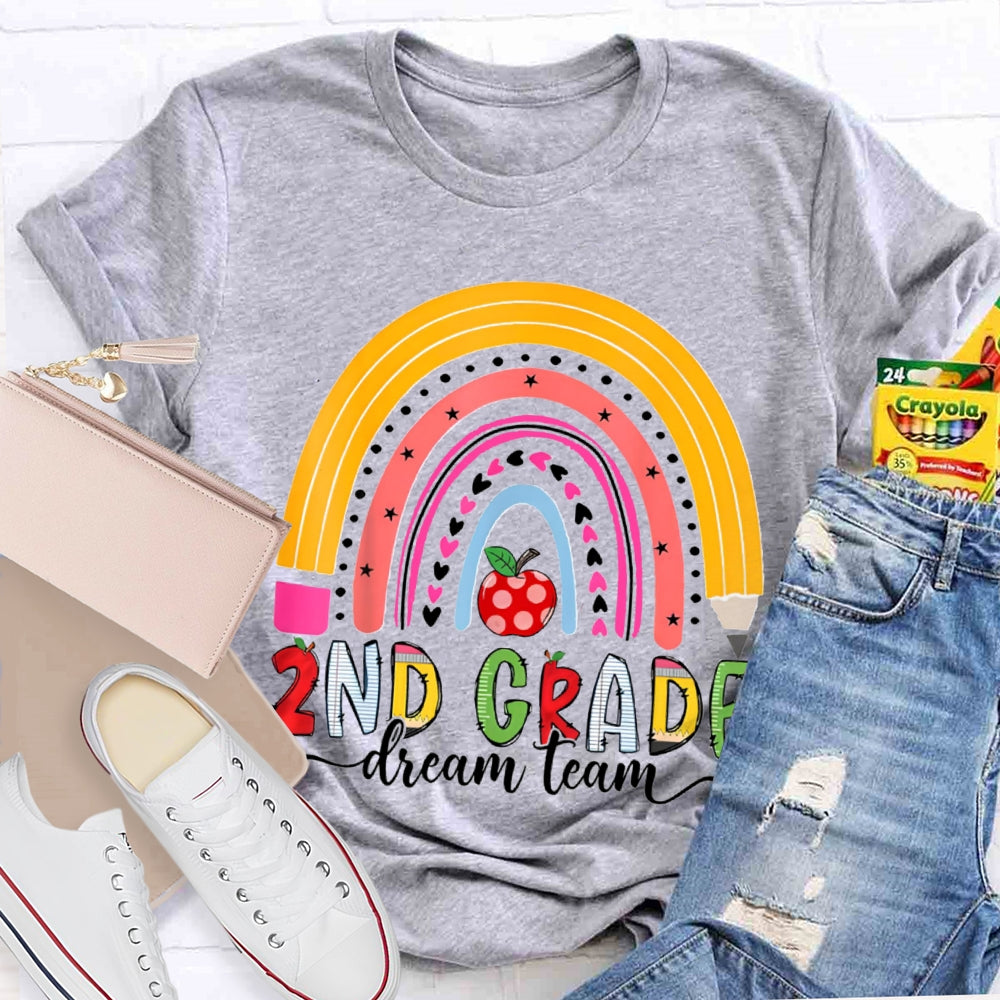 Personalized Grade Second Grade Dream Team Color Curves And Apples T-shirt