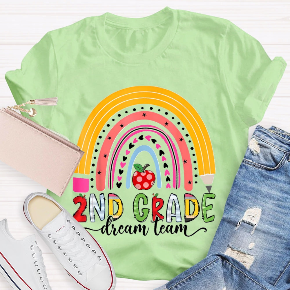 Personalized Grade Second Grade Dream Team Color Curves And Apples T-shirt