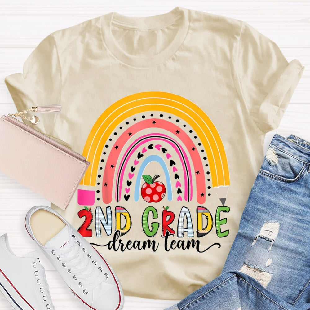 Personalized Grade Second Grade Dream Team Color Curves And Apples T-shirt
