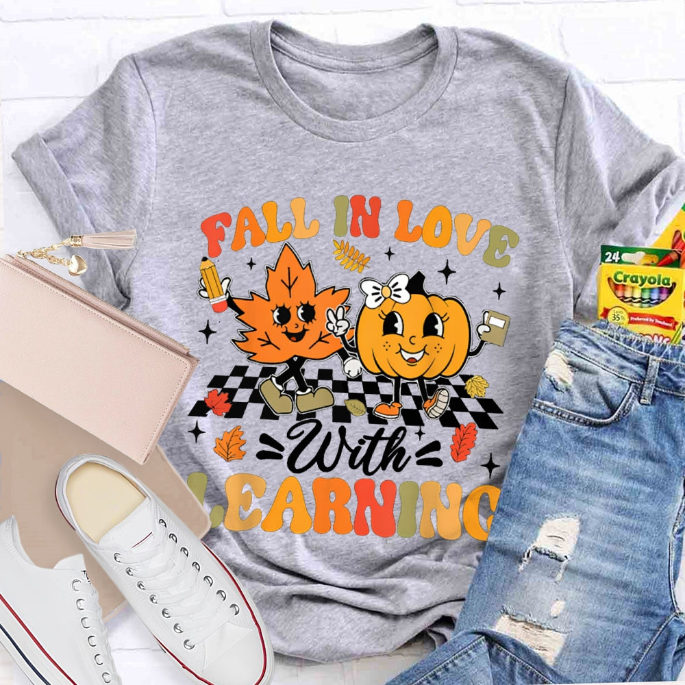 Fall In Love With Learning Maple Leaves And Pumpkins Halloween T-shirt