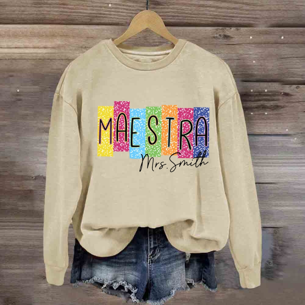 Personalized Name Maestra Colorful Squad Sweatshirt