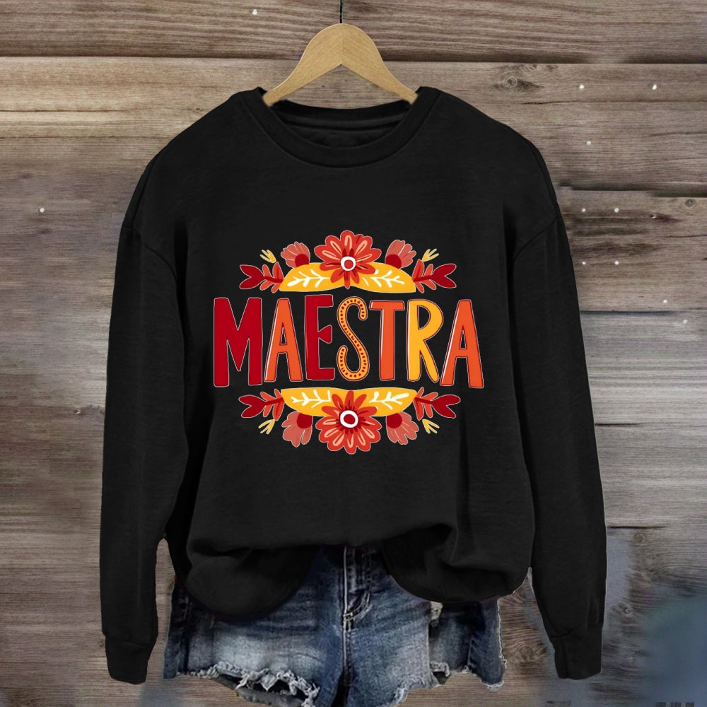 Vintage Floral Maestra Teacher Sweatshirt