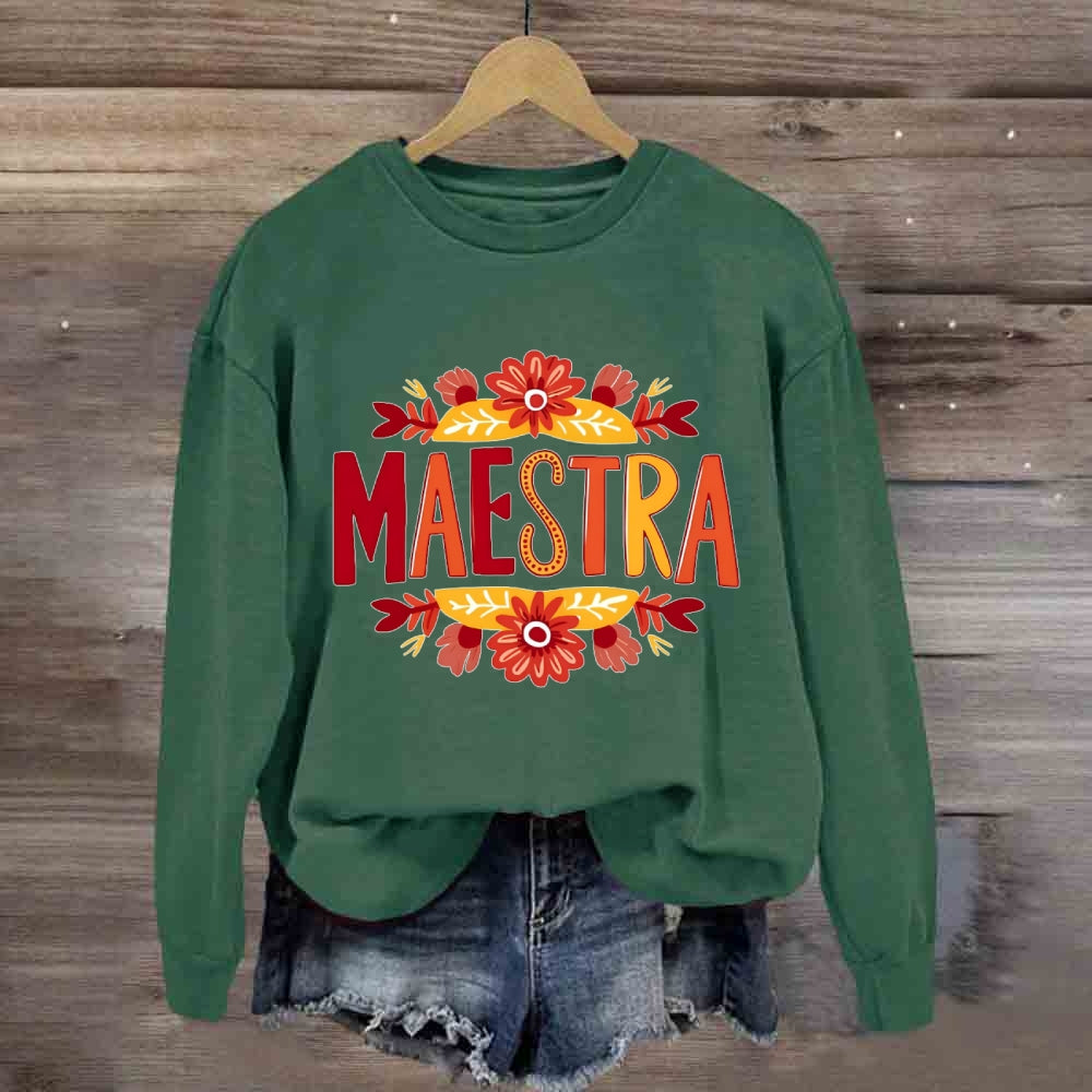 Vintage Floral Maestra Teacher Sweatshirt