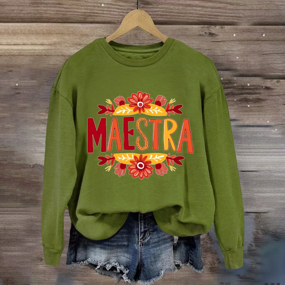 Vintage Floral Maestra Teacher Sweatshirt