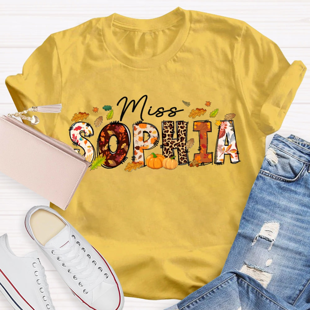 Personalized Name Colorful Fonts And Leaves Funny Halloween T-shirt