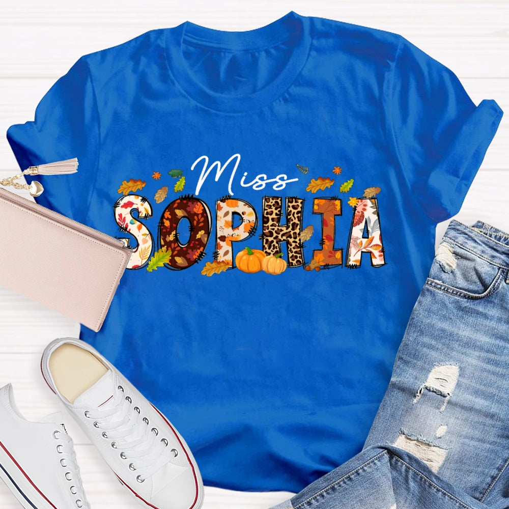 Personalized Name Colorful Fonts And Leaves Funny Halloween T-shirt