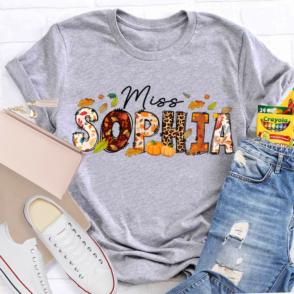 Personalized Name Colorful Fonts And Leaves Funny Halloween T-shirt