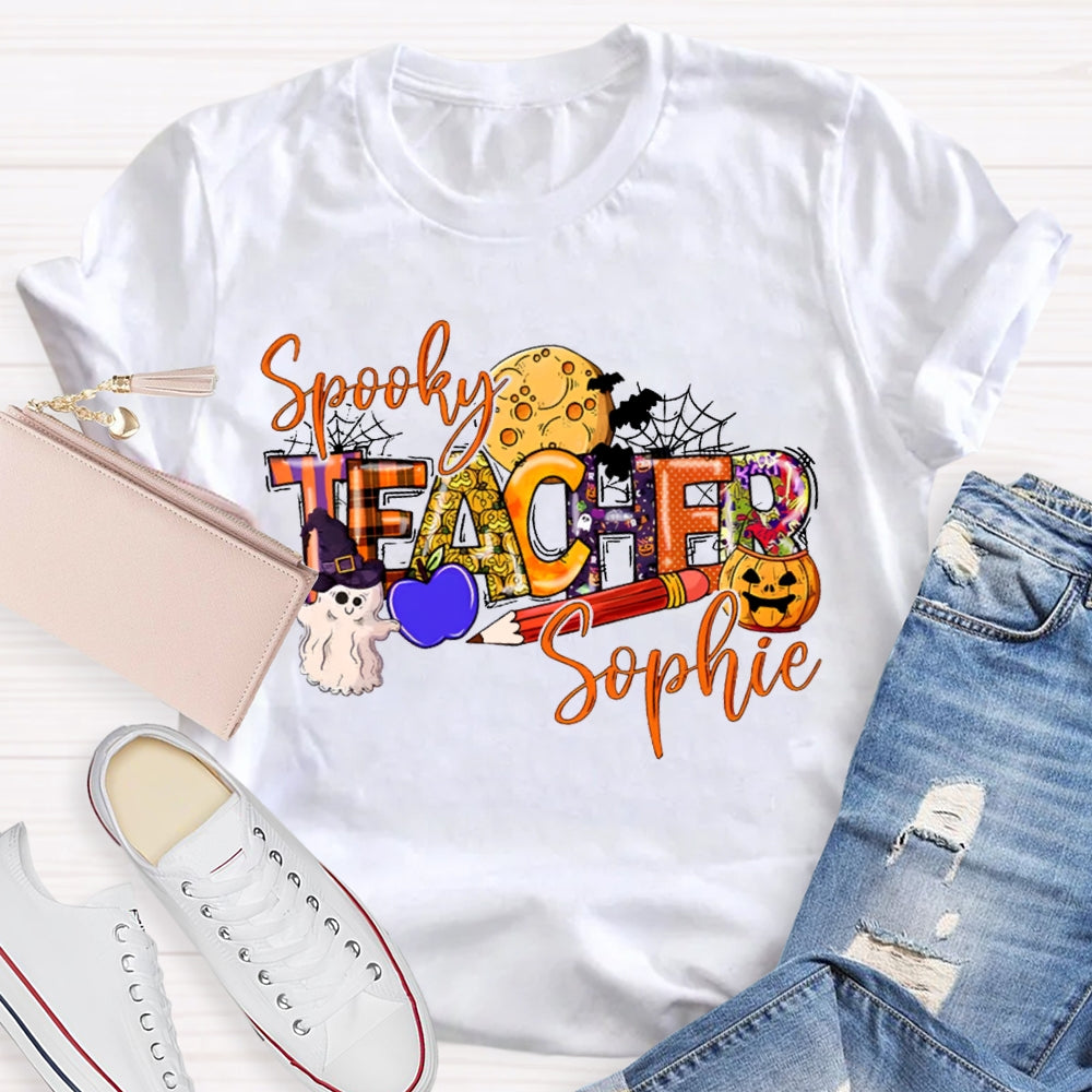 Personalized Name Spooky Teacher T-Shirt