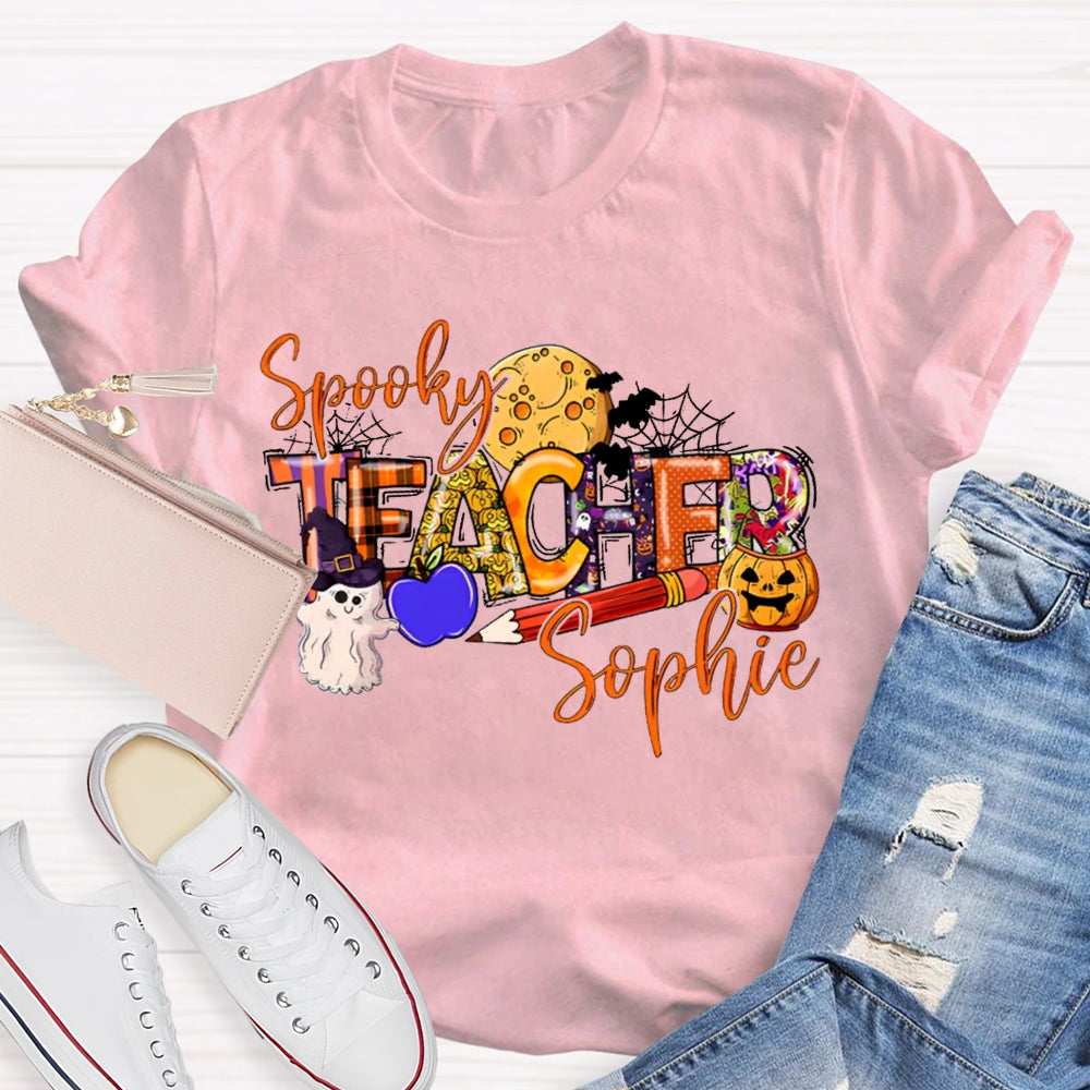 Personalized Name Spooky Teacher T-Shirt