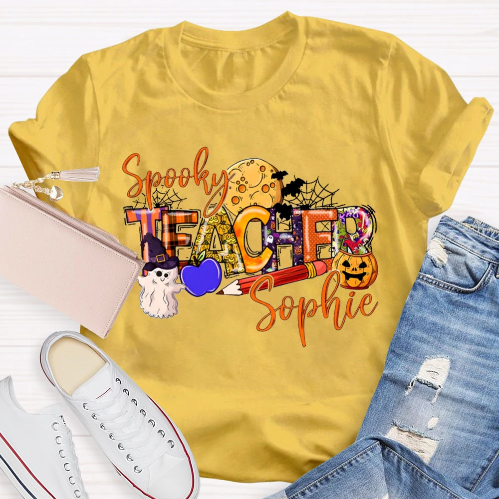 Personalized Name Spooky Teacher T-Shirt