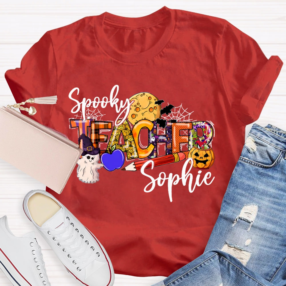 Personalized Name Spooky Teacher T-Shirt