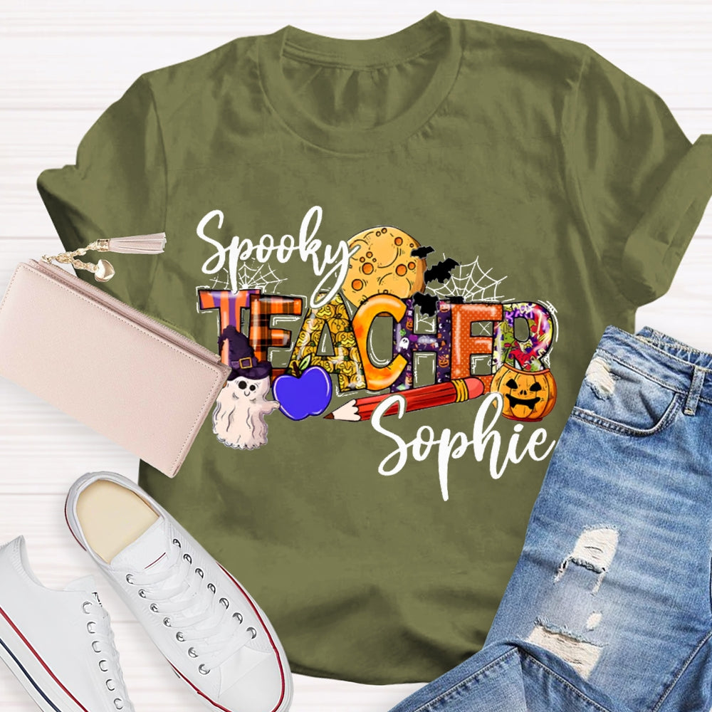 Personalized Name Spooky Teacher T-Shirt