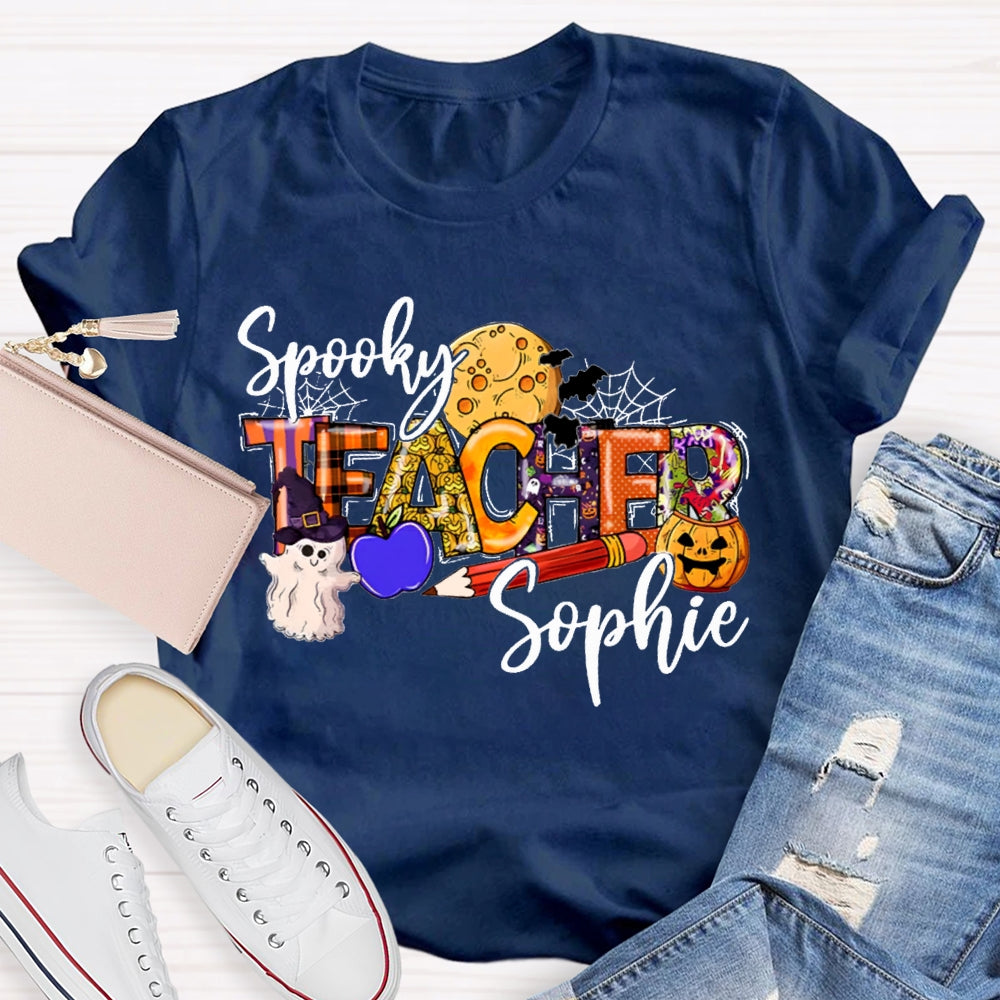 Personalized Name Spooky Teacher T-Shirt