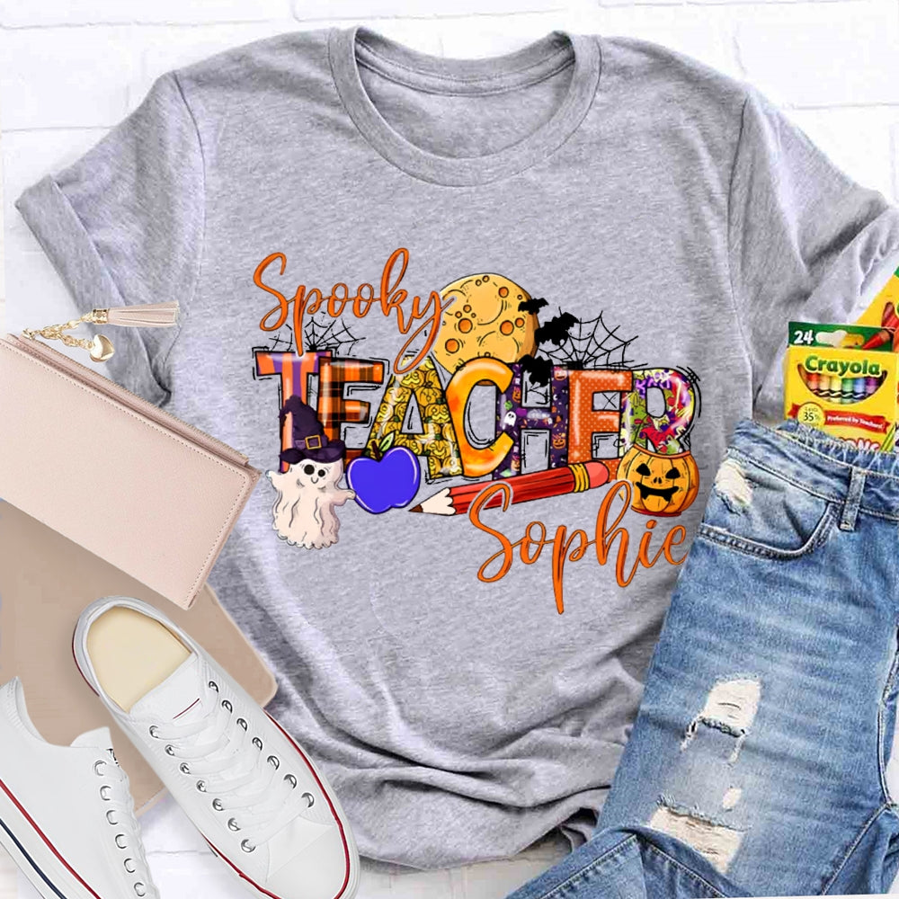 Personalized Name Spooky Teacher T-Shirt