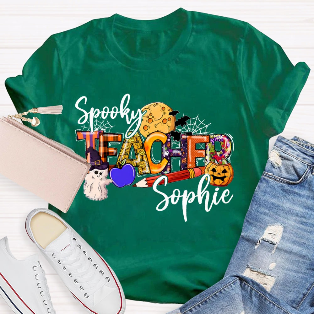 Personalized Name Spooky Teacher T-Shirt