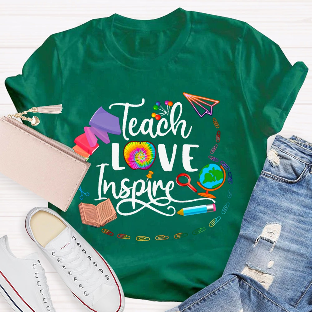 Teach Love Inspire Colorful Tie-Dyed Apples T-shirt