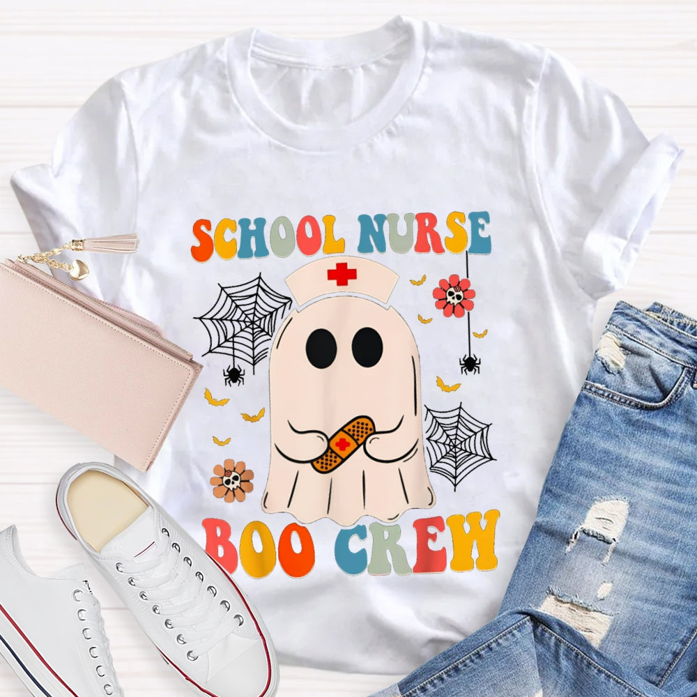 School Nurse Boo Crew Cute Little Nurse Ghost Halloween T-shirt