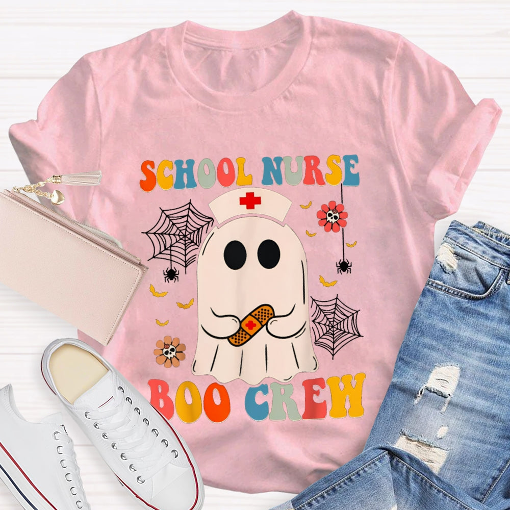 School Nurse Boo Crew Cute Little Nurse Ghost Halloween T-shirt
