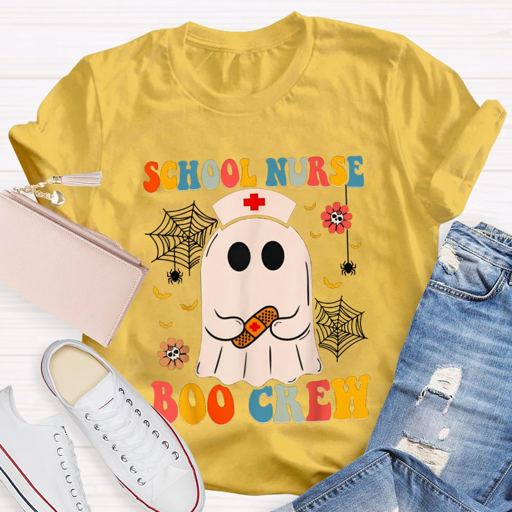 School Nurse Boo Crew Cute Little Nurse Ghost Halloween T-shirt