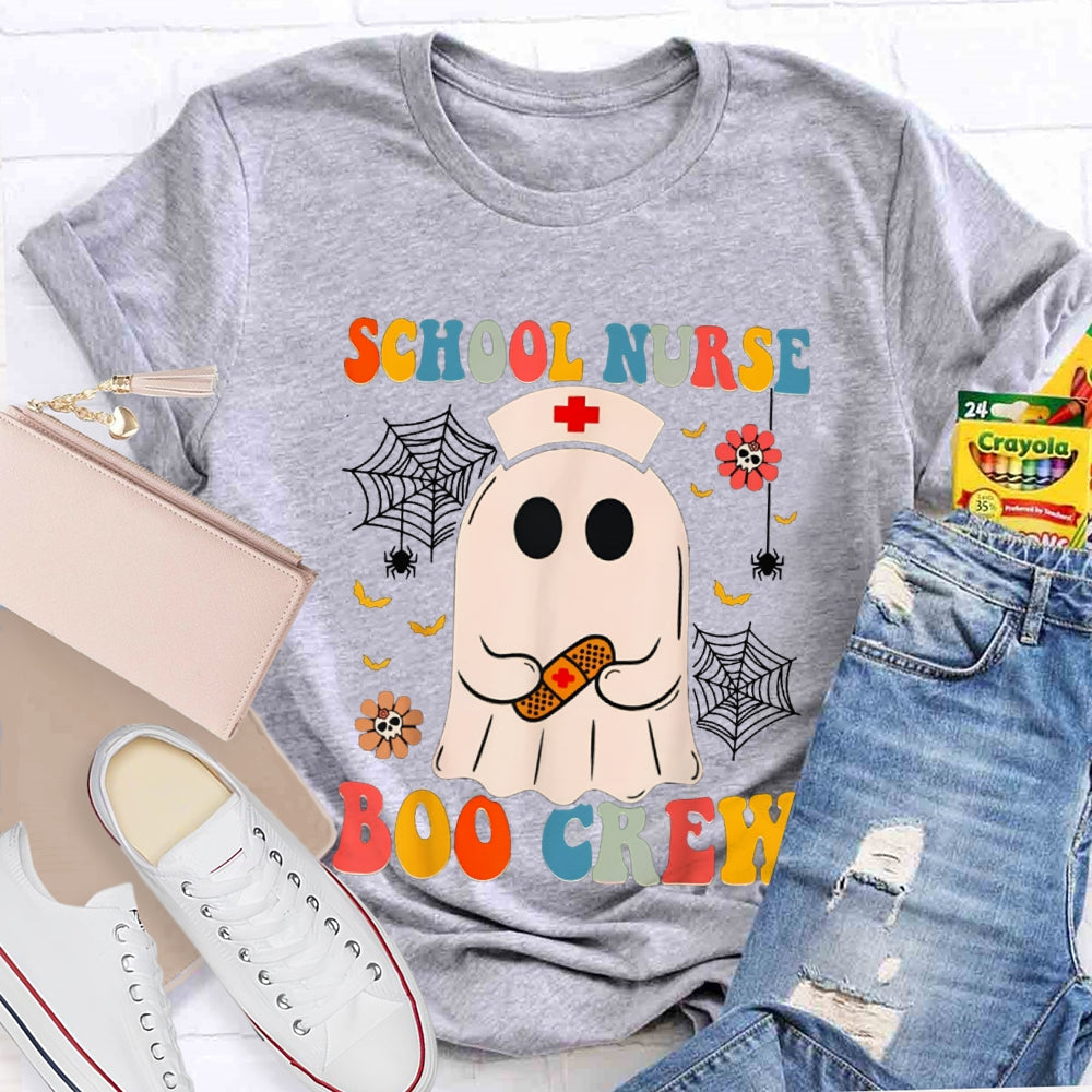 School Nurse Boo Crew Cute Little Nurse Ghost Halloween T-shirt
