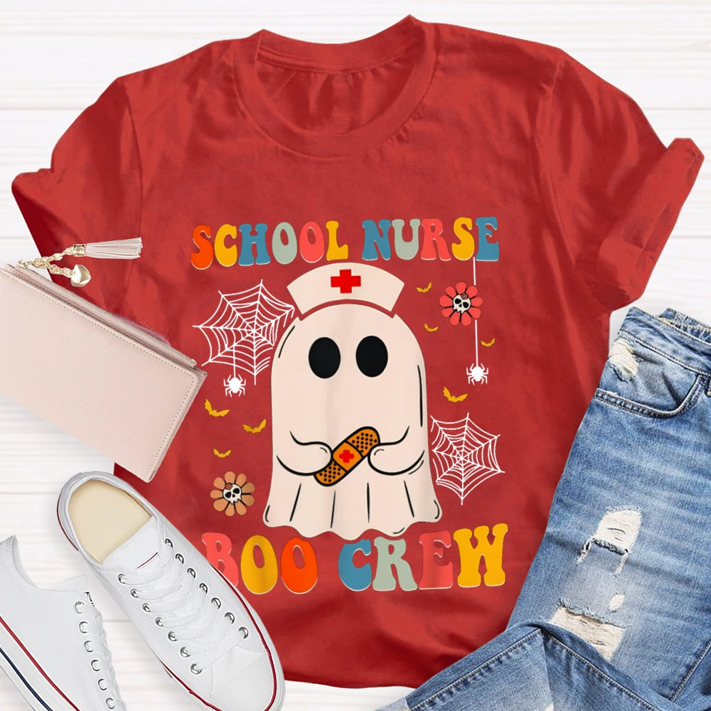 School Nurse Boo Crew Cute Little Nurse Ghost Halloween T-shirt