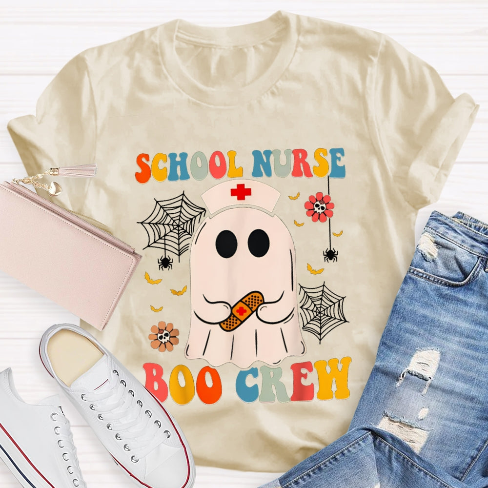 School Nurse Boo Crew Cute Little Nurse Ghost Halloween T-shirt
