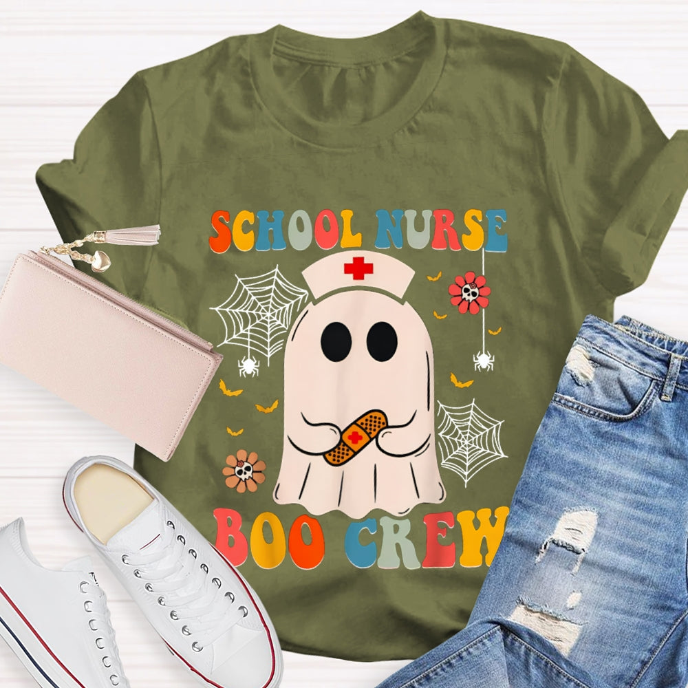 School Nurse Boo Crew Cute Little Nurse Ghost Halloween T-shirt