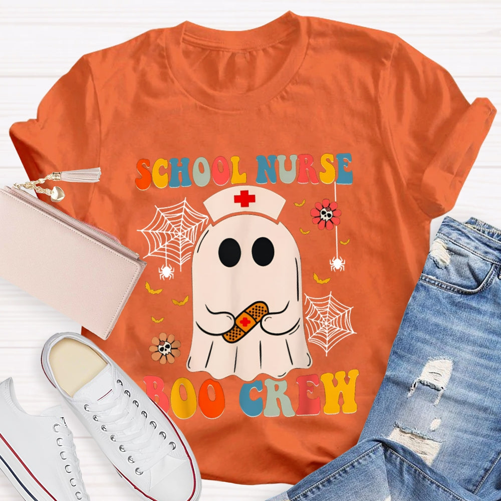 School Nurse Boo Crew Cute Little Nurse Ghost Halloween T-shirt