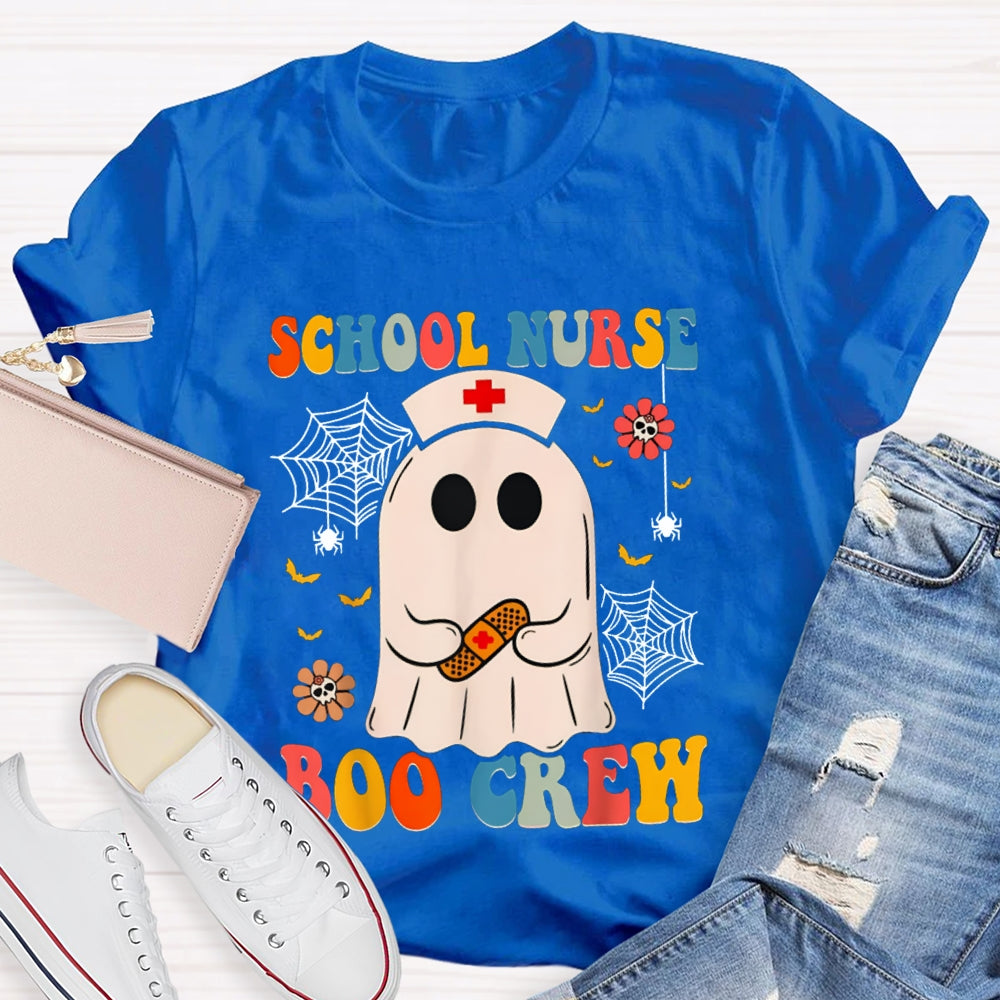 School Nurse Boo Crew Cute Little Nurse Ghost Halloween T-shirt