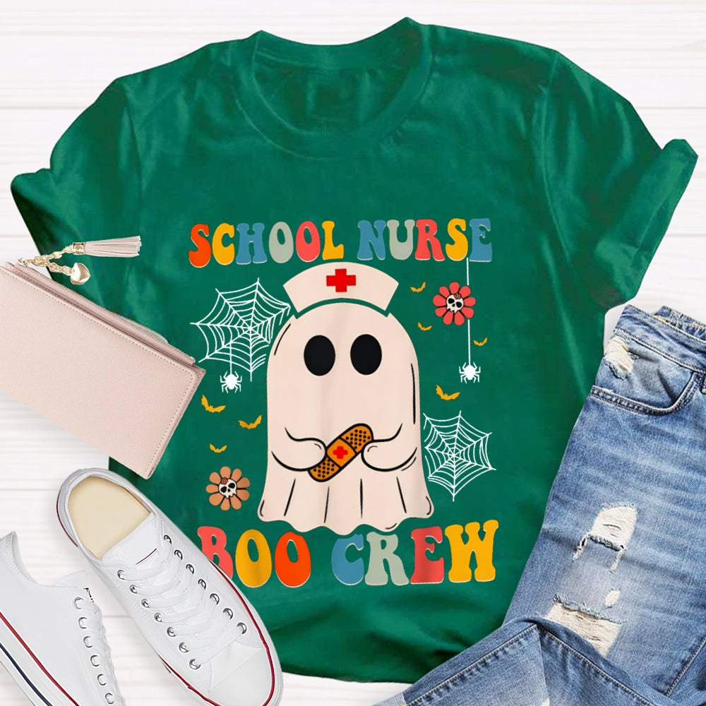 School Nurse Boo Crew Cute Little Nurse Ghost Halloween T-shirt