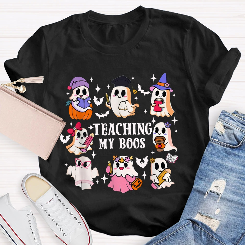 Teaching My Boos Nine Cute Little Ghosts Funny Halloween T-shirt