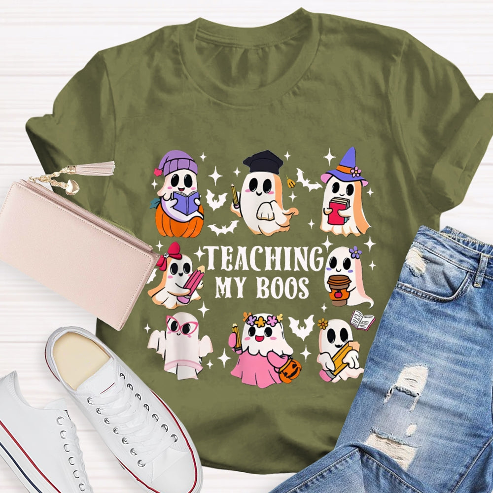 Teaching My Boos Nine Cute Little Ghosts Funny Halloween T-shirt