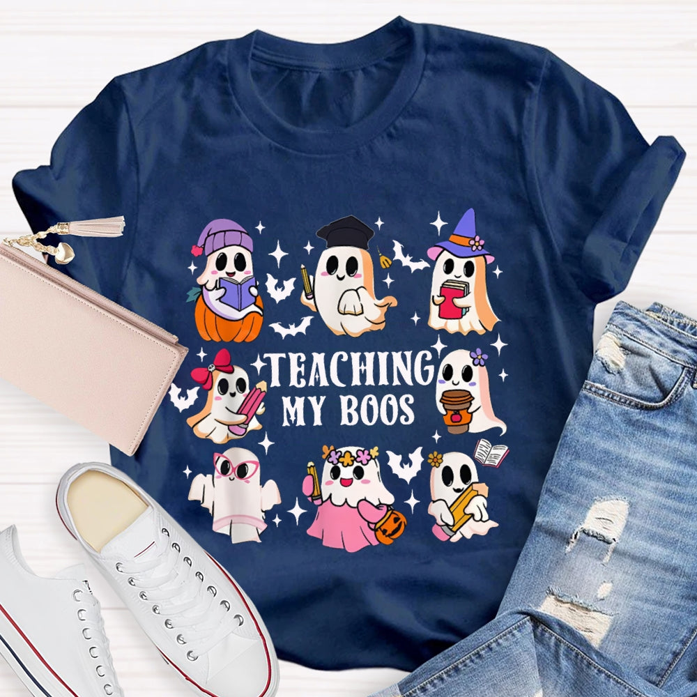 Teaching My Boos Nine Cute Little Ghosts Funny Halloween T-shirt