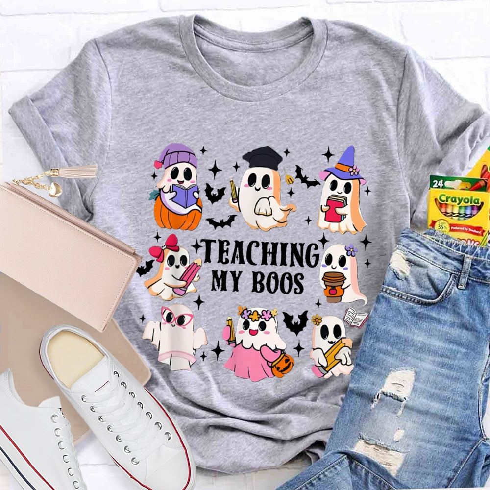 Teaching My Boos Nine Cute Little Ghosts Funny Halloween T-shirt