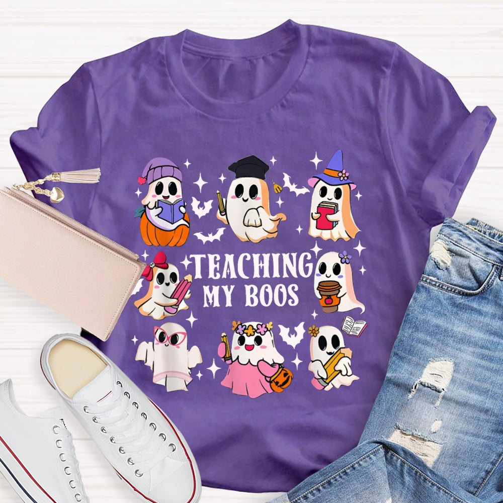 Teaching My Boos Nine Cute Little Ghosts Funny Halloween T-shirt
