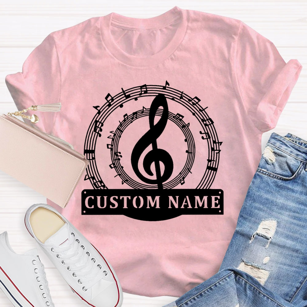 Personalized Name Music Pattern Funny T-shirt