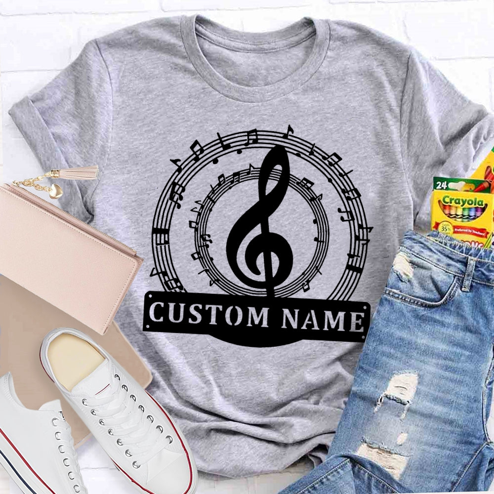 Personalized Name Music Pattern Funny T-shirt