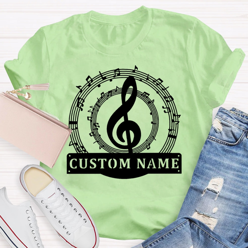 Personalized Name Music Pattern Funny T-shirt