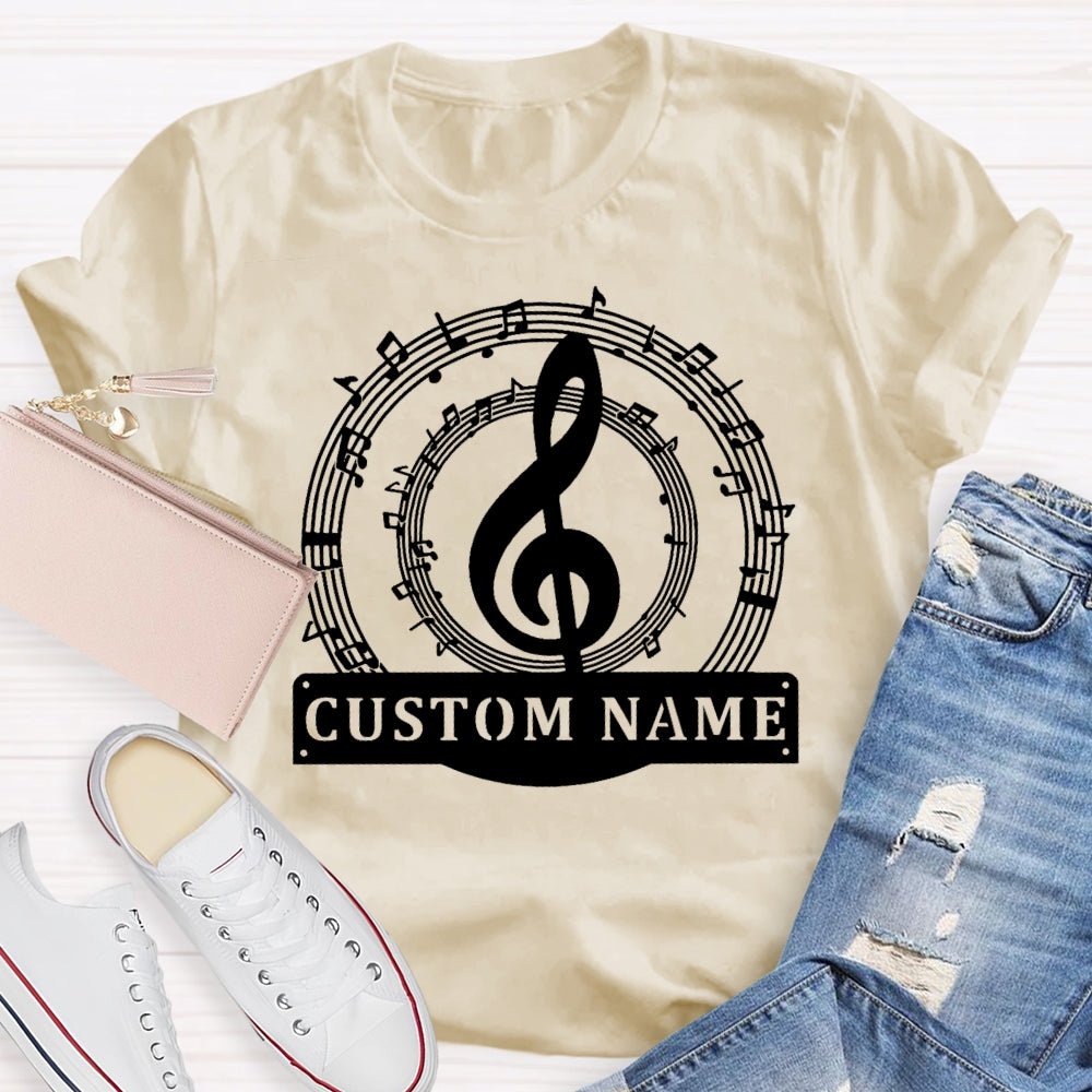 Personalized Name Music Pattern Funny T-shirt