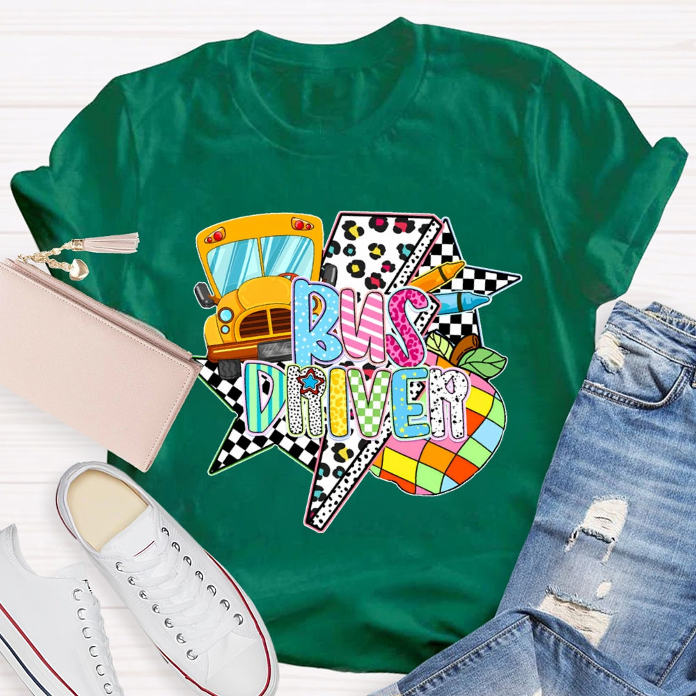 Bus Driver Colored Leopard Print T-shirt