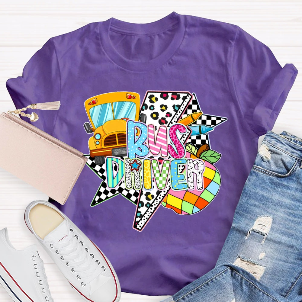 Bus Driver Colored Leopard Print T-shirt