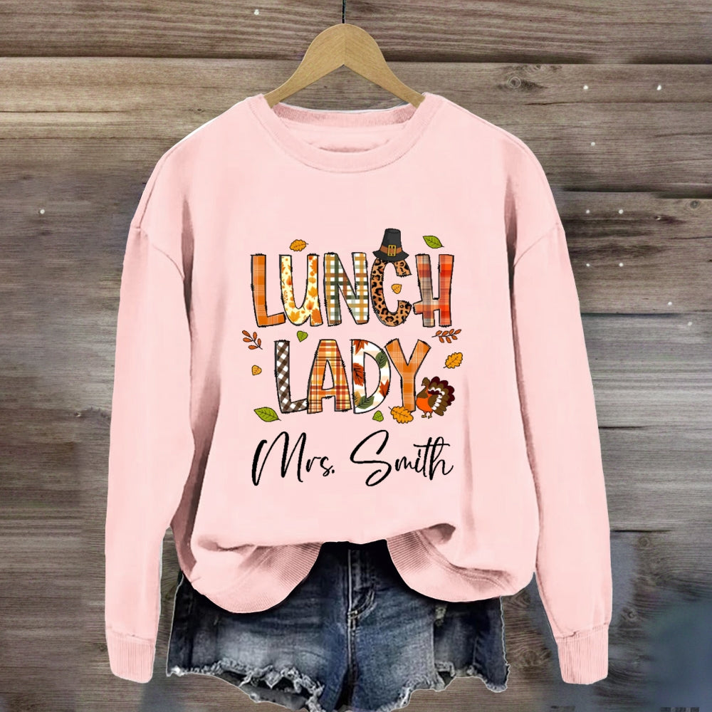 Personalized Name Lunch Lady Fall Season Sweatshirt