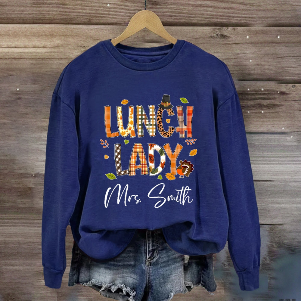 Personalized Name Lunch Lady Fall Season Sweatshirt