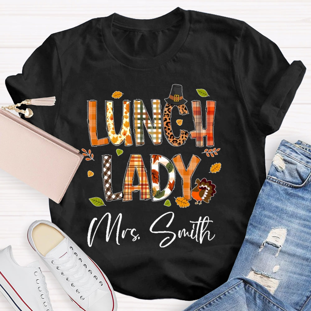 Personalized Name Lunch Lady Autumn T-shirt