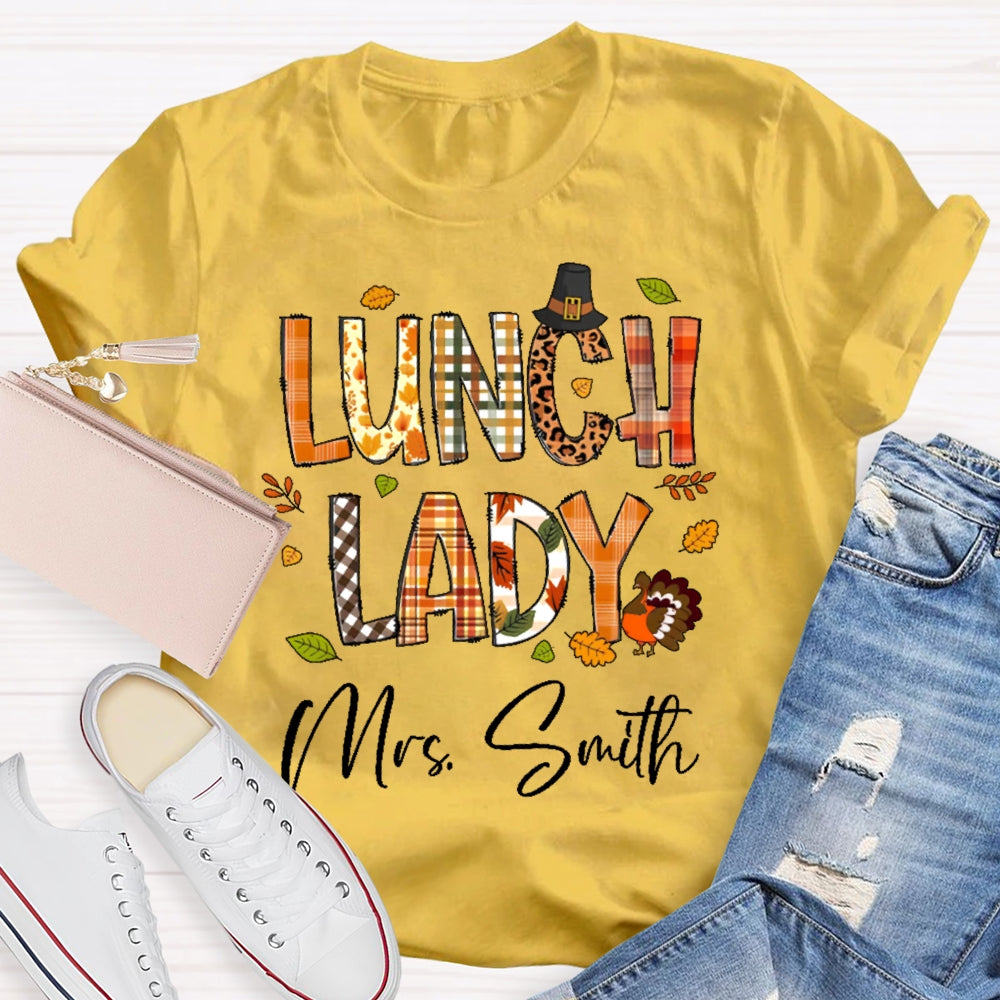 Personalized Name Lunch Lady Autumn T-shirt